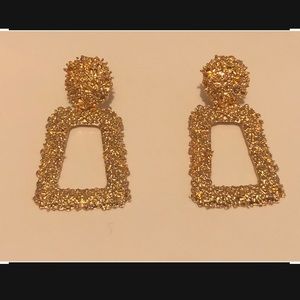 Gold Trapezoid Shaped Bohemian Vintage Boho Dangle Drop Retro Chic Earrings